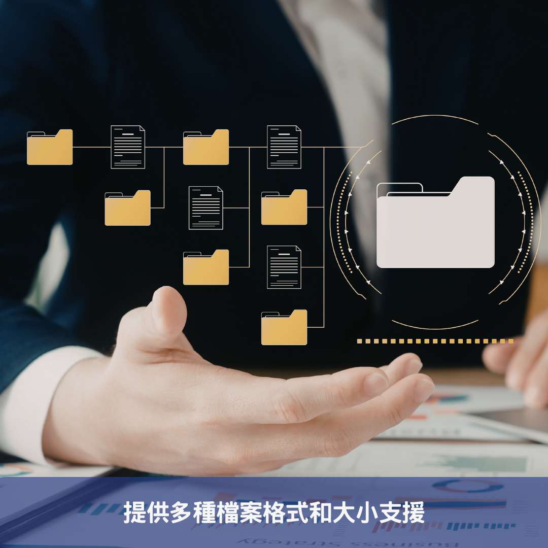 提供多種檔案格式和大小支援